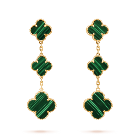VCA CLOVER MALACHITE 3 MOTIFS GOLD