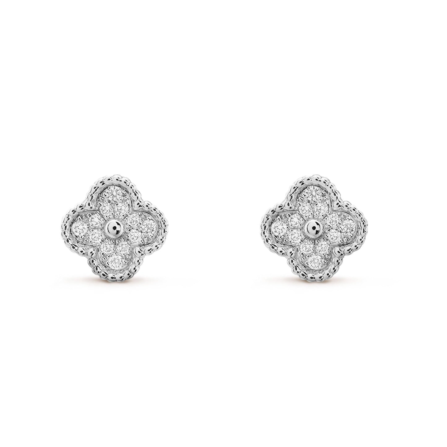 VCA CLOVER MINI DIAMOND STUD EARRINGS