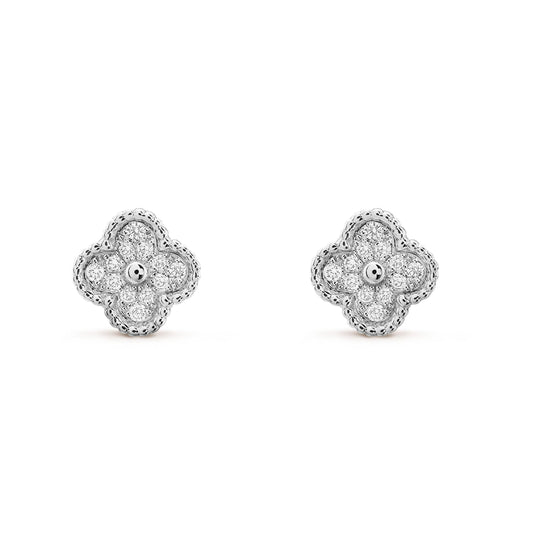 VCA CLOVER MINI DIAMOND STUD EARRINGS