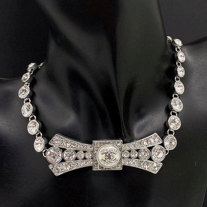 18K  Chanel Diamond Bow Tie Pendant Necklace