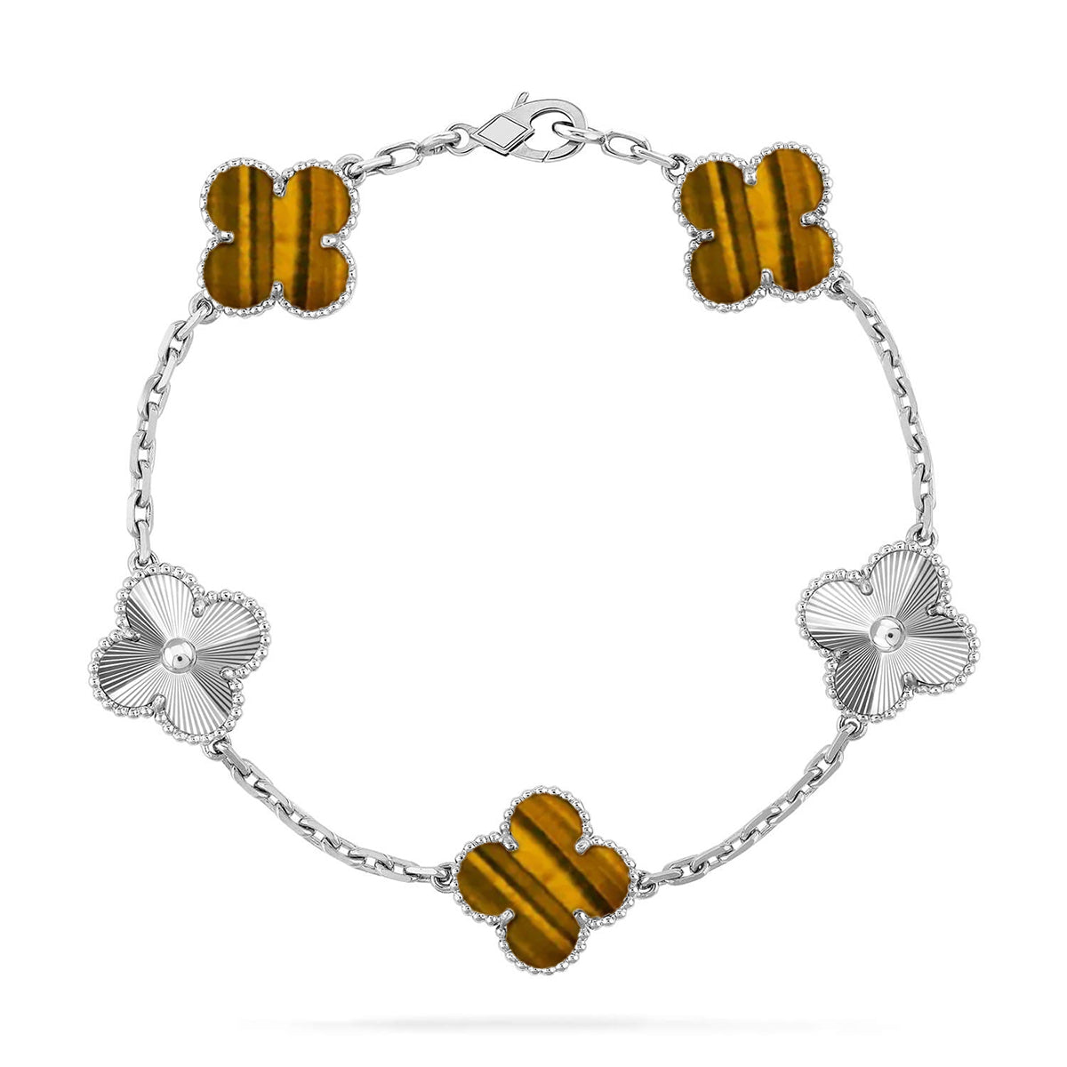 VCA CLOVER 5 MOTIFS TIGER EYE BRACELET COLLECTION
