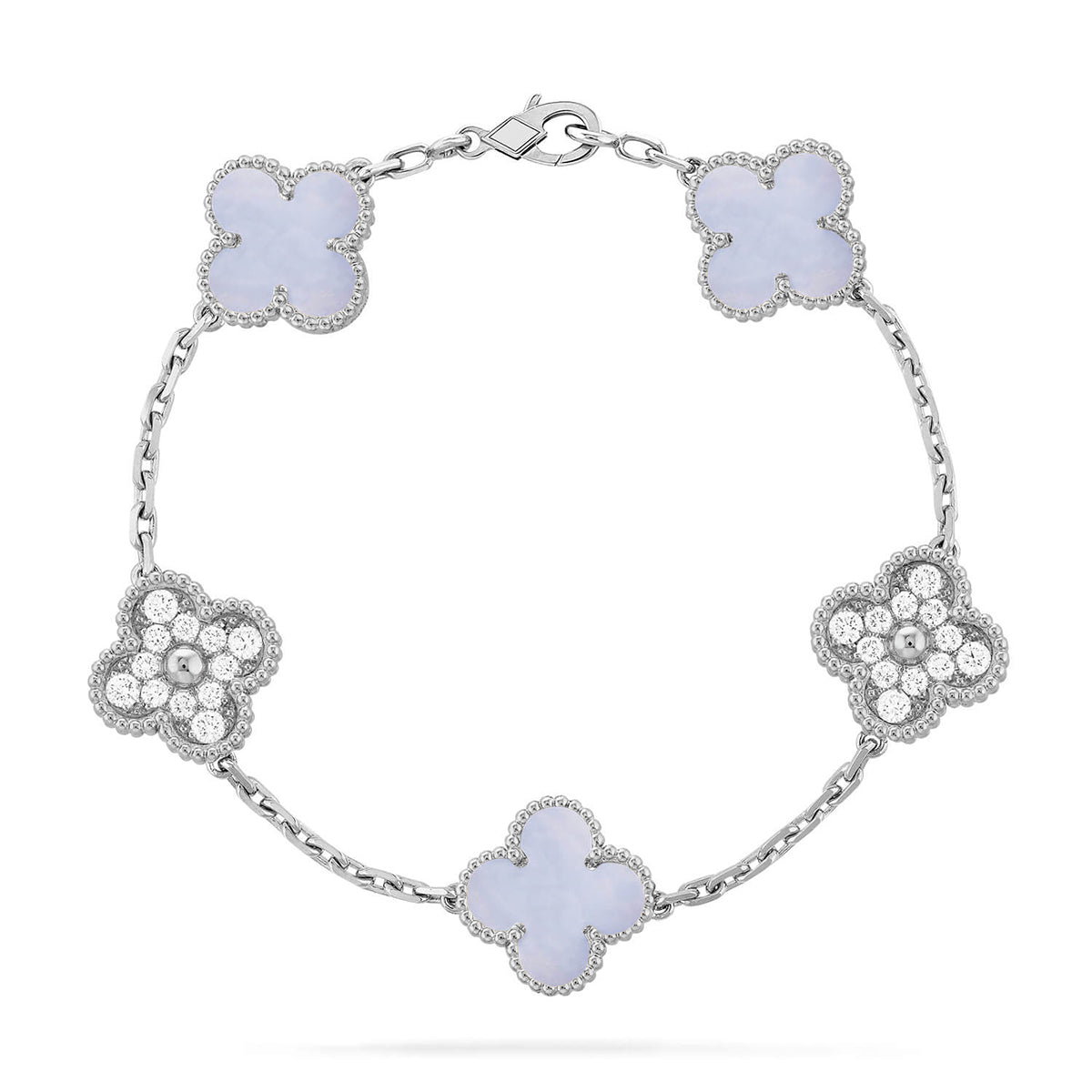 VCA CLOVER 5 MOTIF PURPLE CHALCEDONY BRACELET COLLECTION