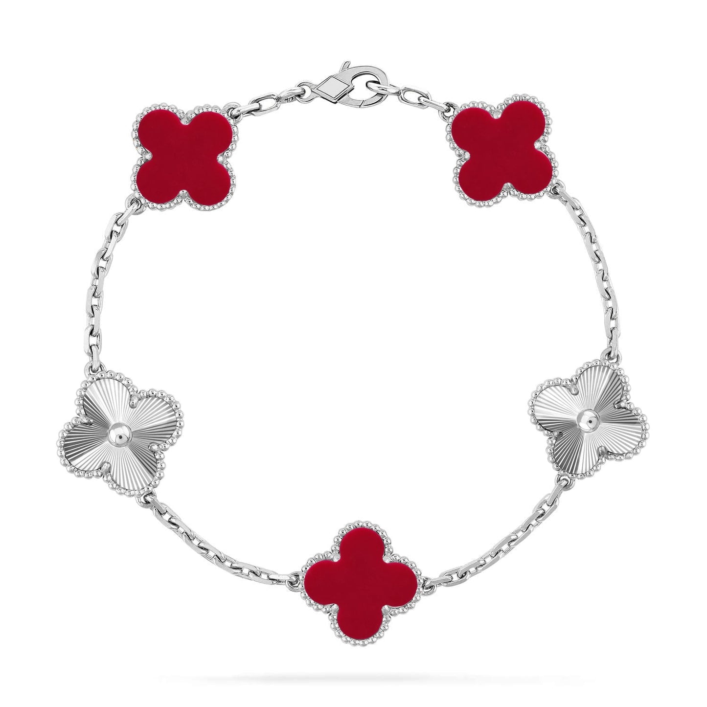 VCA CLOVER 5 MOTIF RED CORNELIAN BRACELET COLLECTION