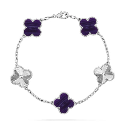 VCA CLOVER 5 MOTIF PURPLE STRIPES BRACELET COLLECTION