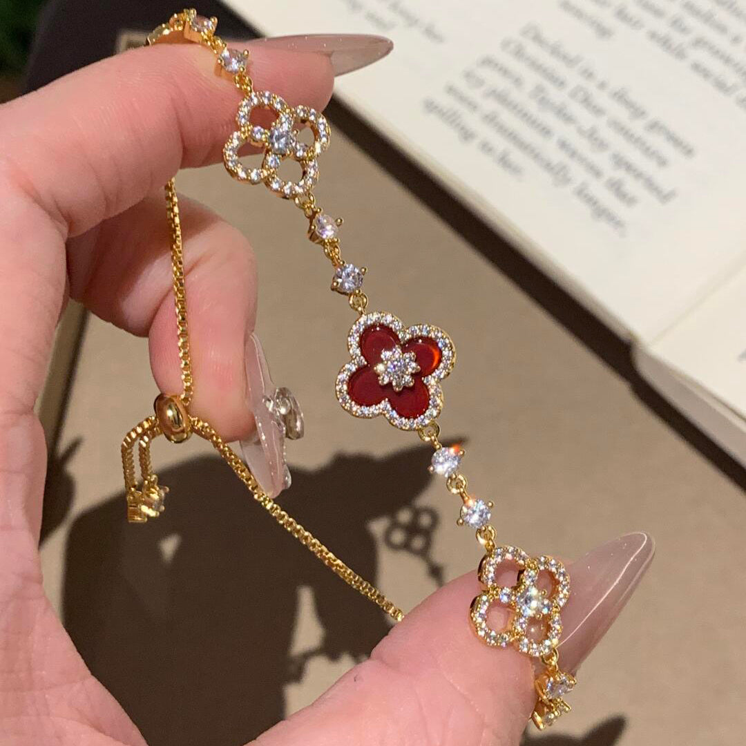 VCA CLOVER 5 MOTIF PINK BLUE RED WHITE BRACELET