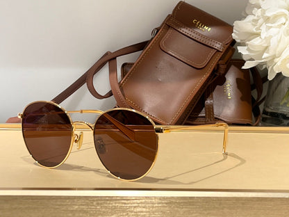 CELINE SUNGLASSES CL40100 IN METAL MINERAL GLASS LENSES