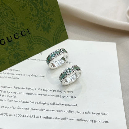 Double Gucci Interlocking Gucci Turquoise Ring