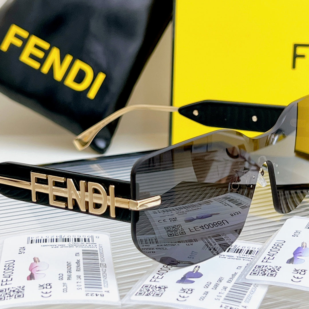 FENDI SQUARED RIMLESS VISOR SUNGLASSES FE40066U IN ACETATE AND METAL