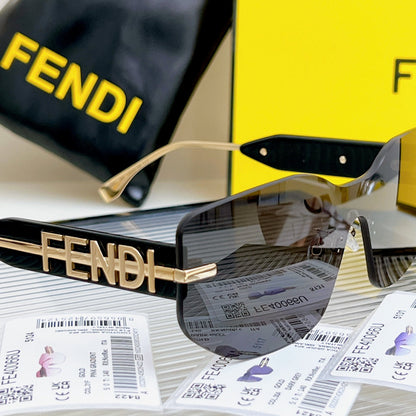 FENDI SQUARED RIMLESS VISOR SUNGLASSES FE40066U IN ACETATE AND METAL