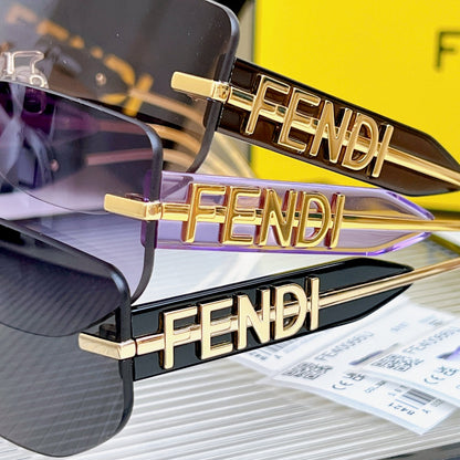 FENDI SQUARED RIMLESS VISOR SUNGLASSES FE40066U IN ACETATE AND METAL