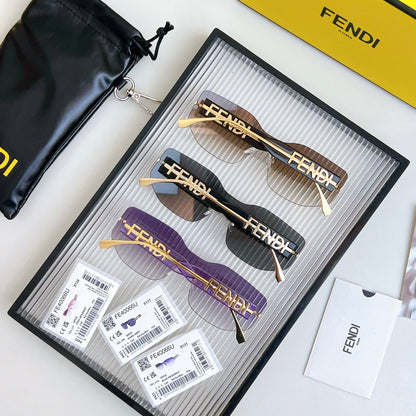 FENDI SQUARED RIMLESS VISOR SUNGLASSES FE40066U IN ACETATE AND METAL
