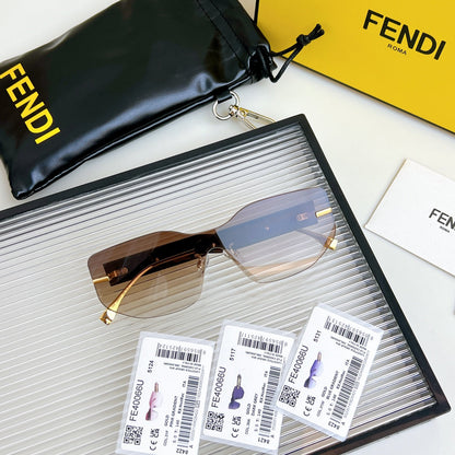 FENDI SQUARED RIMLESS VISOR SUNGLASSES FE40066U IN ACETATE AND METAL