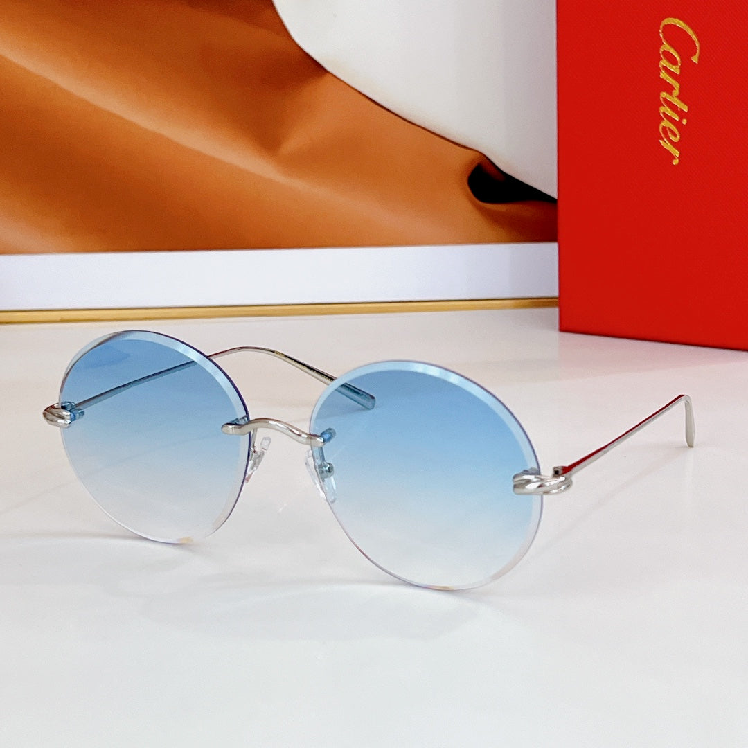 CARTIER PREMIÈRE RIMLESS ROUND FRAME SUNGLASSES CT0475 IN METAL
