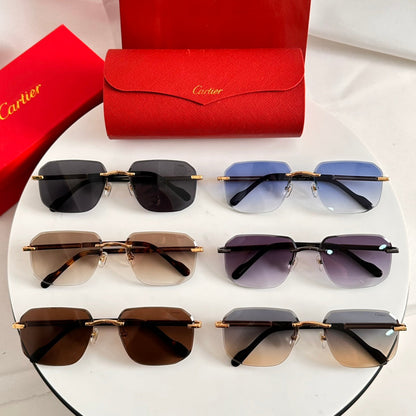 CARTIER SANTOS NAVIGATOR FRAME SUNGLASSES 524479 IN METAL AND WOODEN