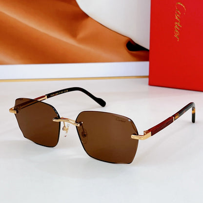 CARTIER SANTOS SQUARE FRAME SUNGLASSES CT0483S IN METAL