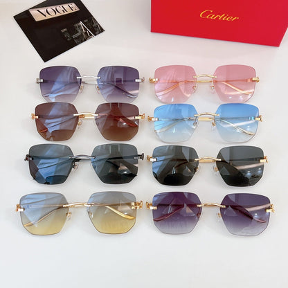 CARTIER PANTHÈRE RIMLESS SQUARE FRAME SUNGLASSES CT0549S IN METAL