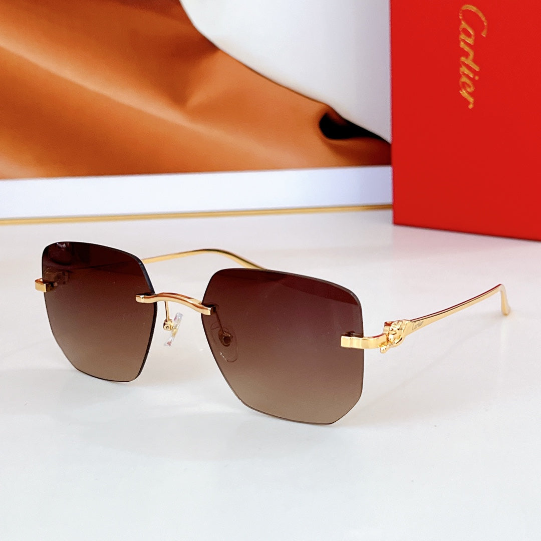 CARTIER PANTHÈRE RIMLESS SQUARE FRAME SUNGLASSES CT0549S IN METAL
