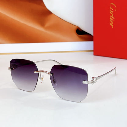CARTIER PANTHÈRE RIMLESS SQUARE FRAME SUNGLASSES CT0549S IN METAL