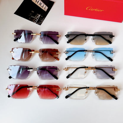 CARTIER RIMLESS RECTANGULAR FRAME SUNGLASSES CT0627S IN METAL