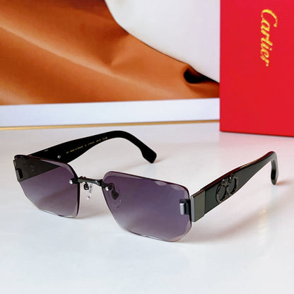 CARTIER PANTHÈRE RIMLESS RECTANGULAR FRAME SUNGLASSES CT0637S IN METAL