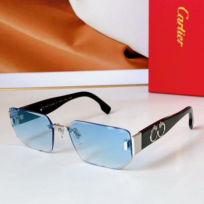 CARTIER PANTHÈRE RIMLESS RECTANGULAR FRAME SUNGLASSES CT0637S IN METAL