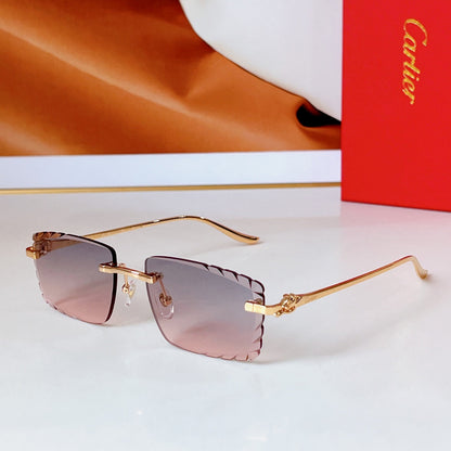 CARTIER PANTHÈRE RIMLESS RECTANGULAR FRAME SUNGLASSES CT0682S IN METAL