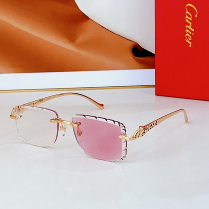 CARTIER PANTHÈRE PHOTOCHROMIC LENSES RIMLESS SQUARE FRAME SUNGLASSES 580850 IN METAL