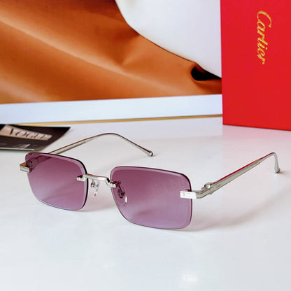 CARTIER RIMLESS RECTANGULAR FRAME SUNGLASSES 580851 IN METAL