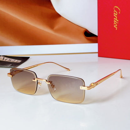 CARTIER RIMLESS RECTANGULAR FRAME SUNGLASSES 580851 IN METAL