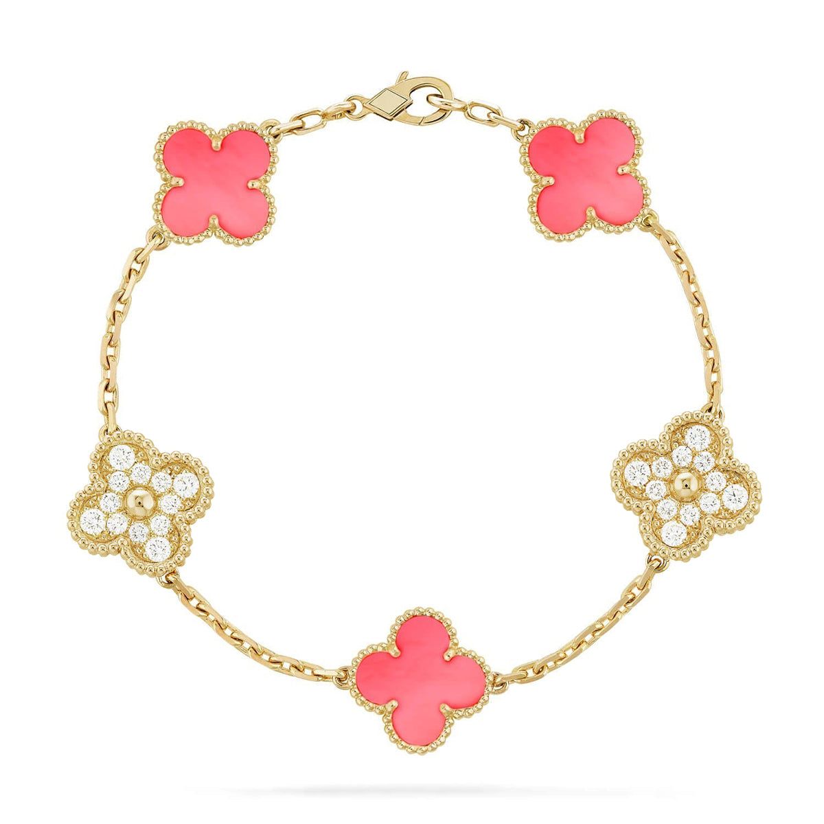 VCA CLOVER 5 MOTIFS PINK MOP BRACELET COLLECTION