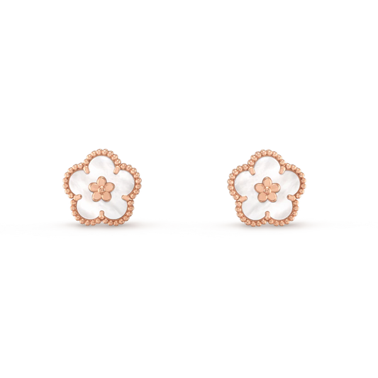 VCA LUCKY PINK GOLD WHITE MOP EARRINGS
