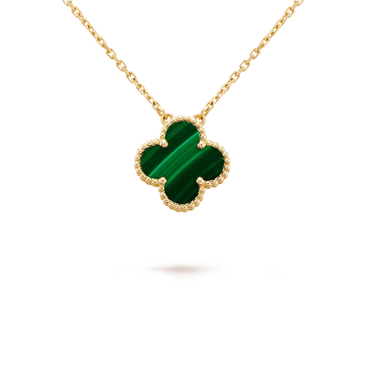 VCA CLOVER 15MM MALACHITE SINGLE FLOWER NECKLACE