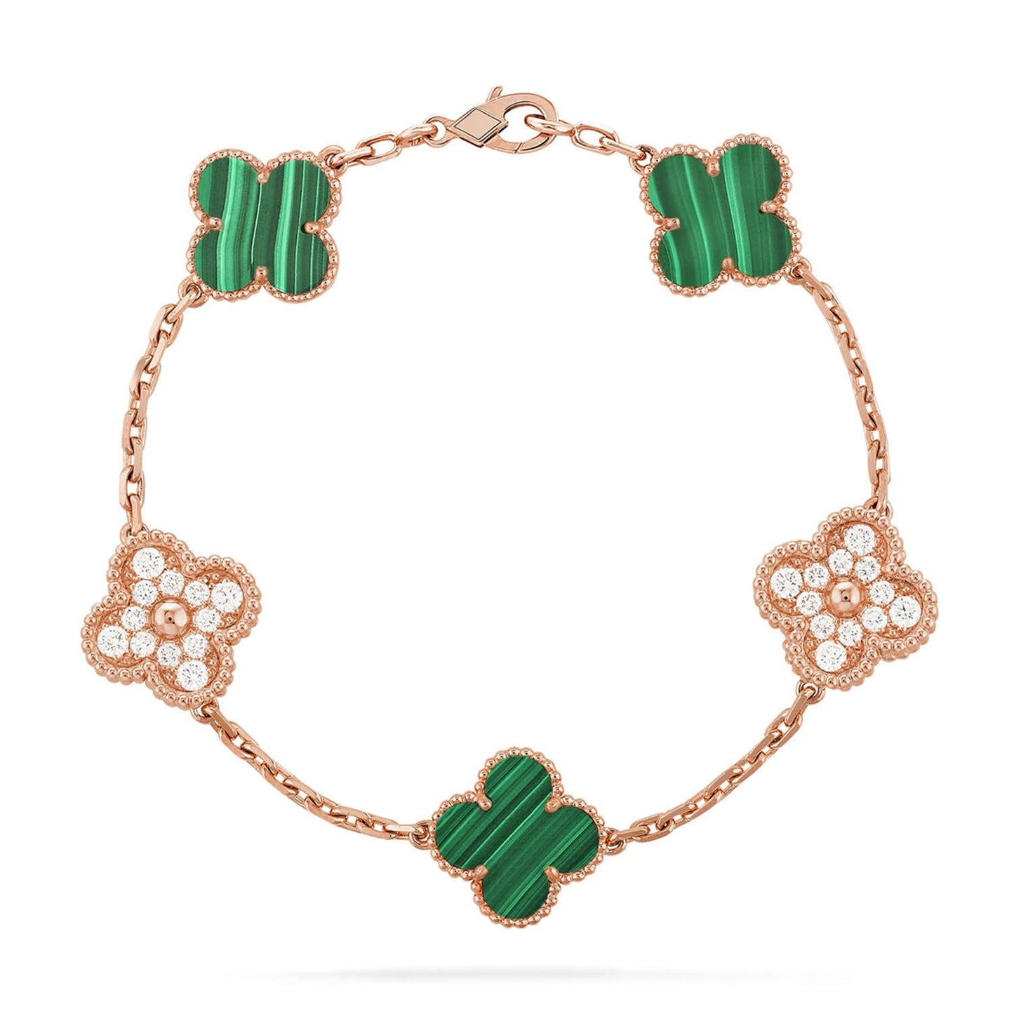 VCA CLOVER 5 MOTIF MALACHITE BRACELET COLLECTION
