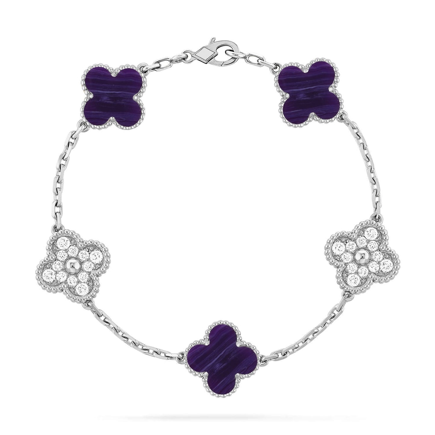 VCA CLOVER 5 MOTIF PURPLE STRIPES BRACELET COLLECTION