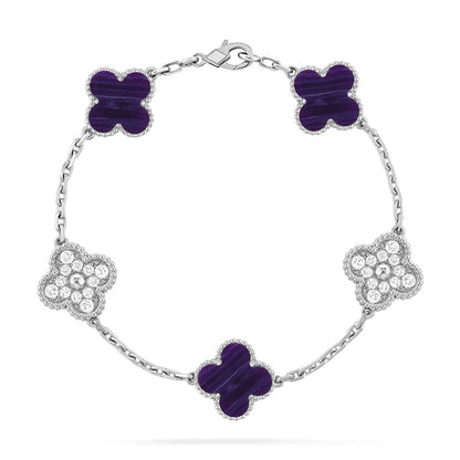 VCA CLOVER 5 MOTIF PURPLE STRIPES BRACELET COLLECTION