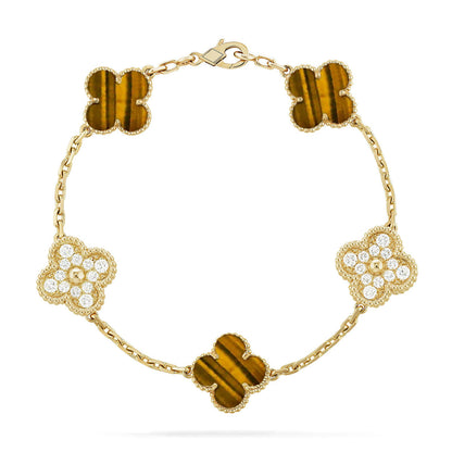 VCA CLOVER 5 MOTIFS TIGER EYE BRACELET COLLECTION
