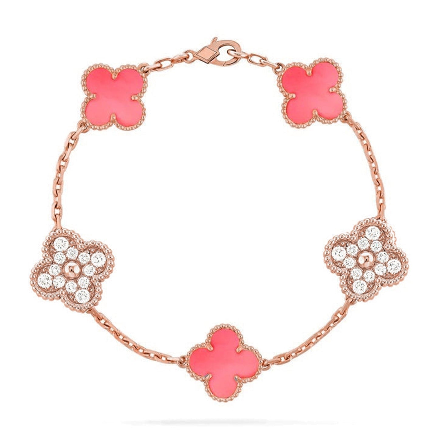 VCA CLOVER 5 MOTIFS PINK MOP BRACELET COLLECTION