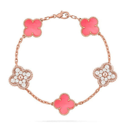 VCA CLOVER 5 MOTIFS PINK MOP BRACELET COLLECTION