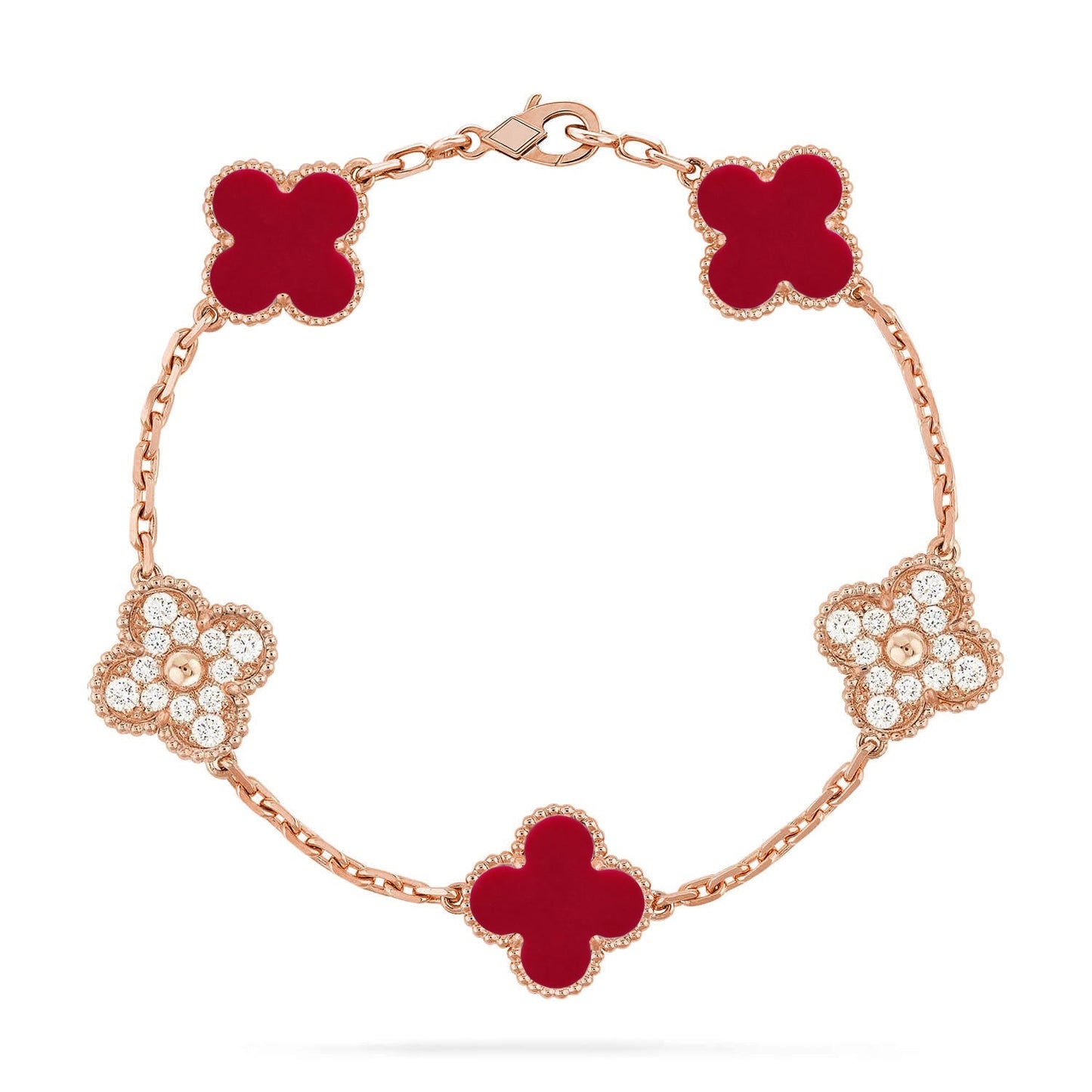 VCA CLOVER 5 MOTIF RED CORNELIAN BRACELET COLLECTION