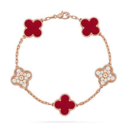 VCA CLOVER 5 MOTIF RED CORNELIAN BRACELET COLLECTION