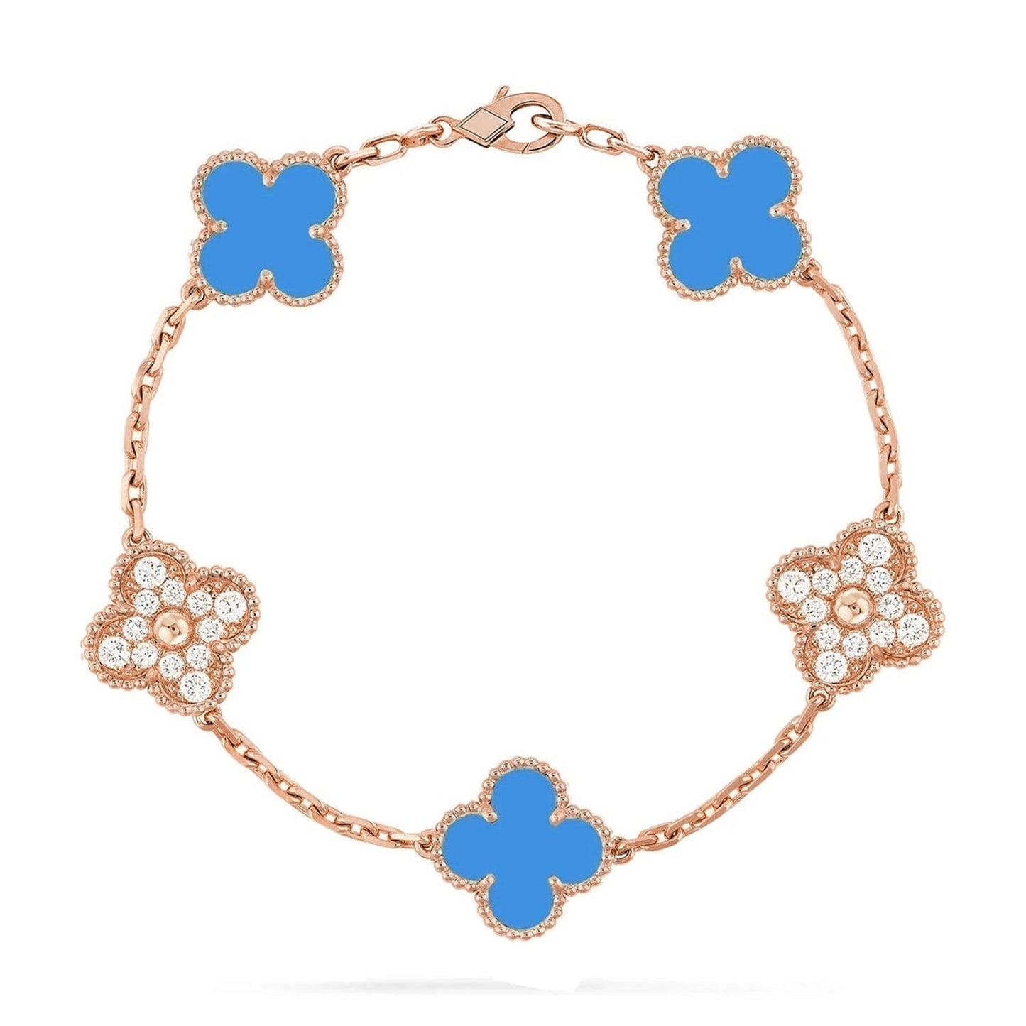 VCA CLOVER 5 MOTIF BLUE AGATE BRACELET COLLECTION