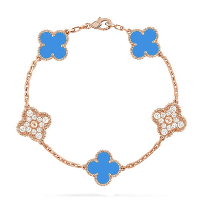 VCA CLOVER 5 MOTIF BLUE AGATE BRACELET COLLECTION
