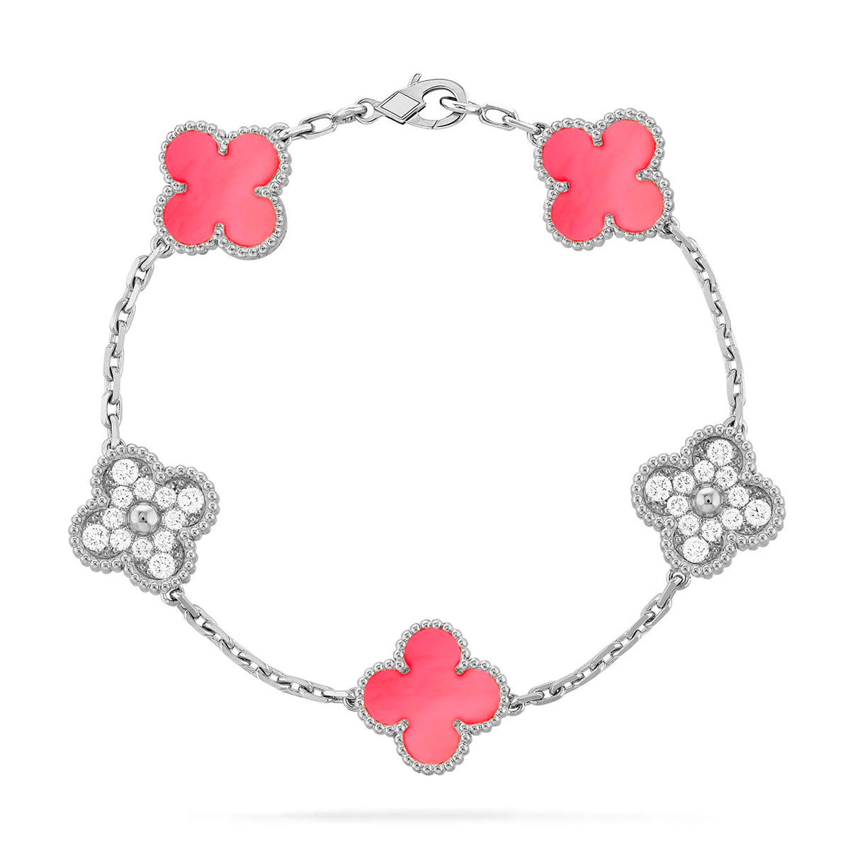 VCA CLOVER 5 MOTIFS PINK MOP BRACELET COLLECTION