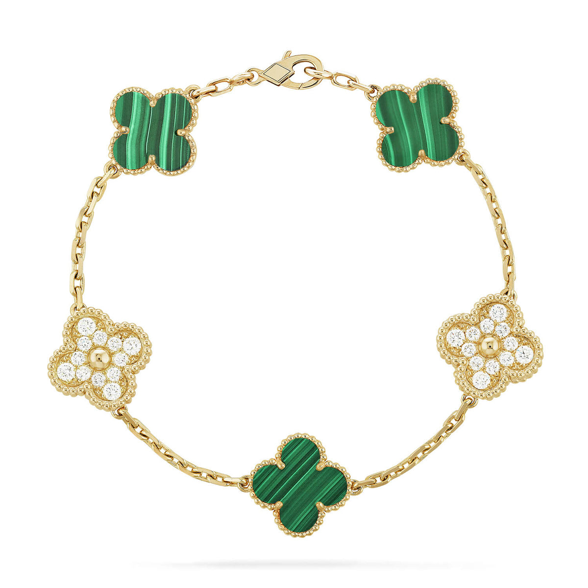 VCA CLOVER 5 MOTIF MALACHITE BRACELET COLLECTION