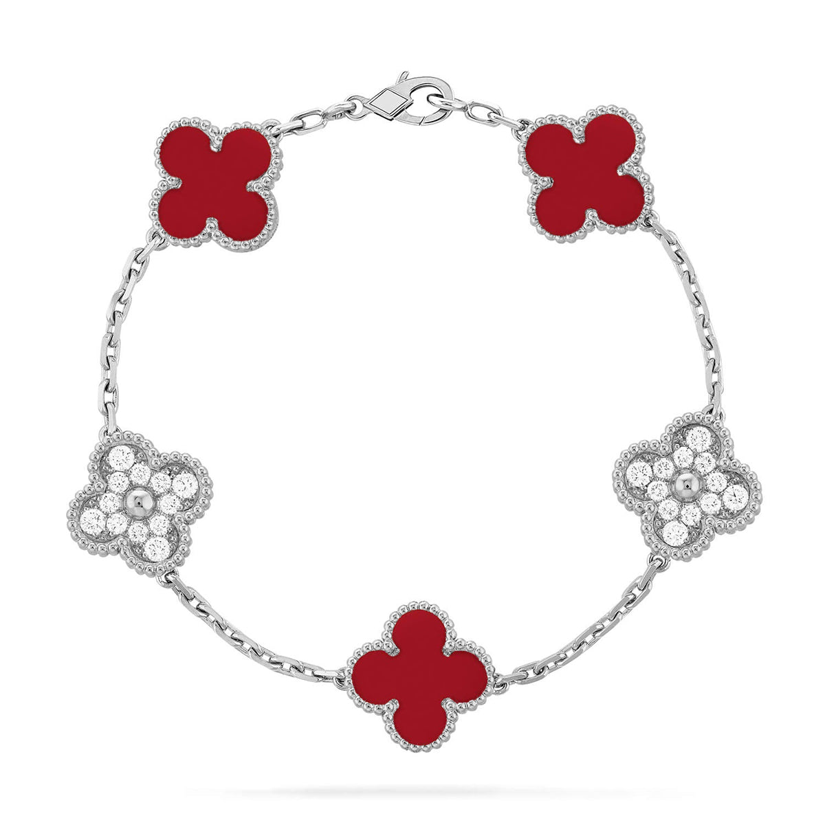 VCA CLOVER 5 MOTIF RED CORNELIAN BRACELET COLLECTION