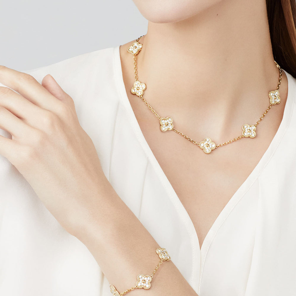 VCA CLOVER 10 MOTIFS DIAMOND NECKLACE