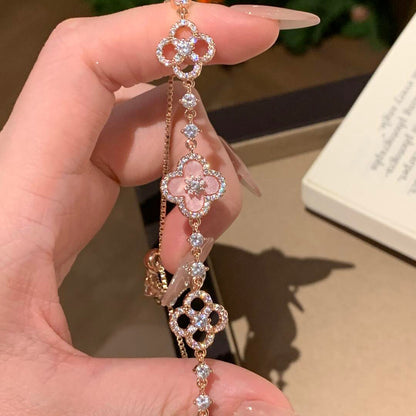 VCA CLOVER 5 MOTIF PINK BLUE RED WHITE BRACELET