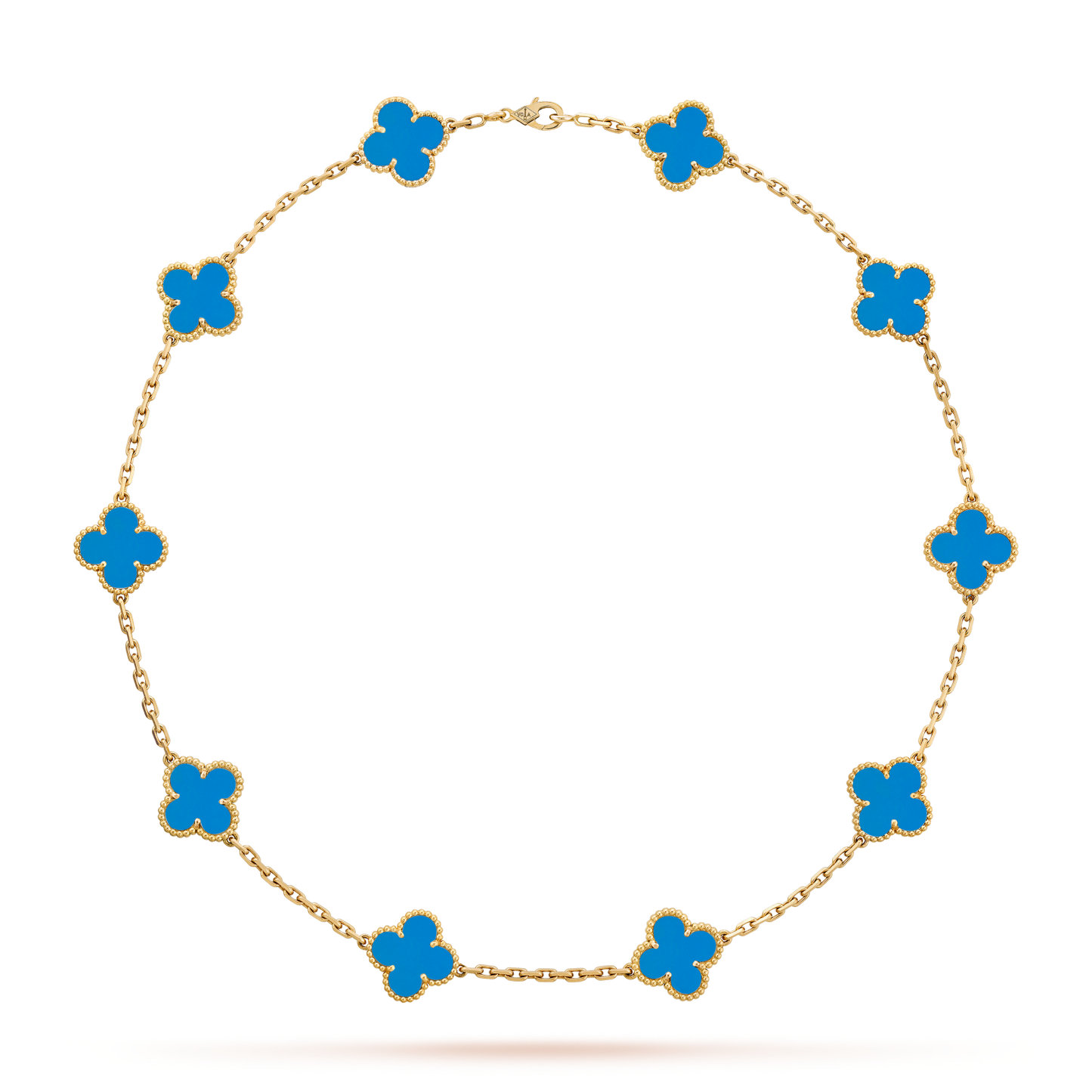VCA CLOVER 10 MOTIFS BLUE AGATE NECKLACE