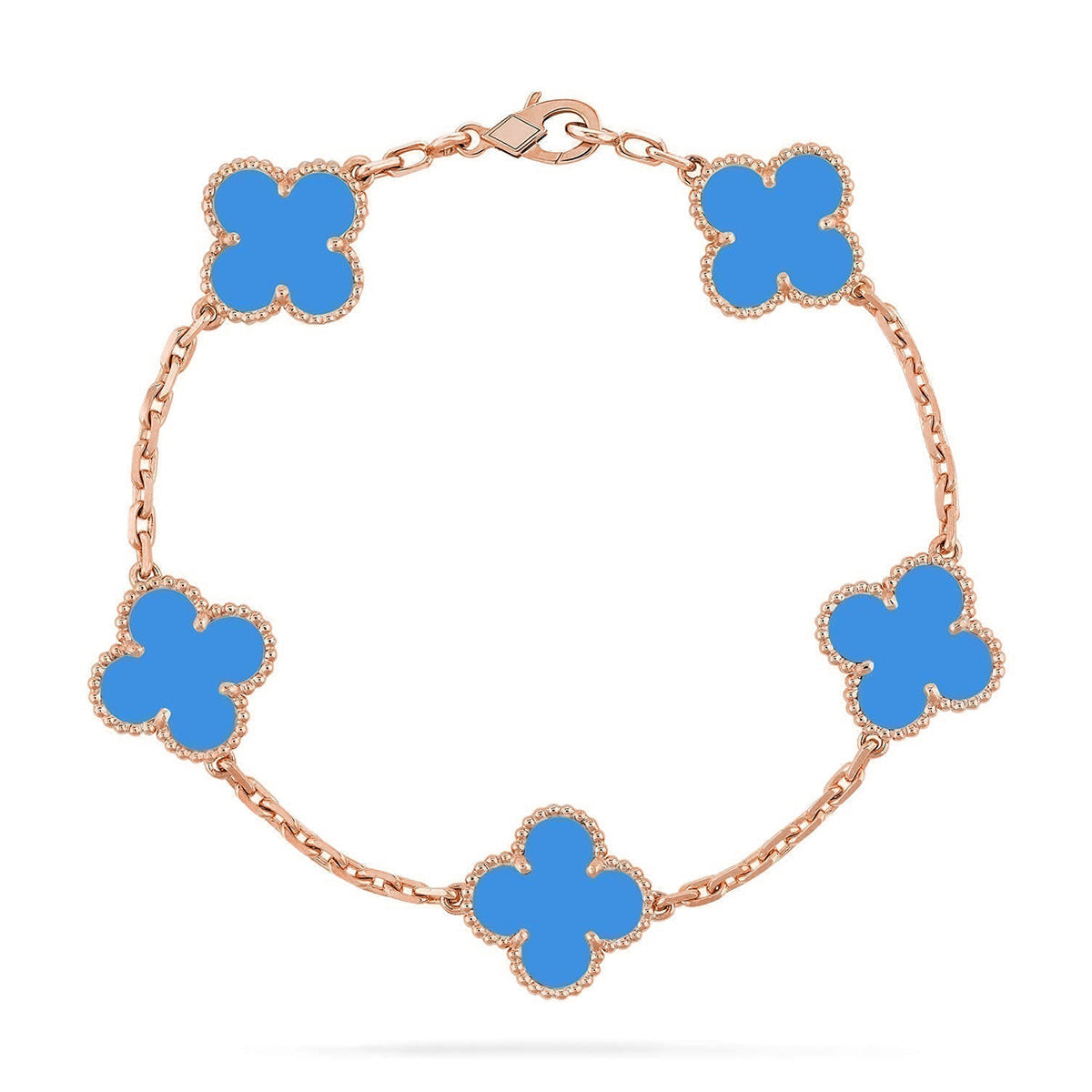 VCA CLOVER 5 MOTIF BLUE AGATE BRACELET COLLECTION