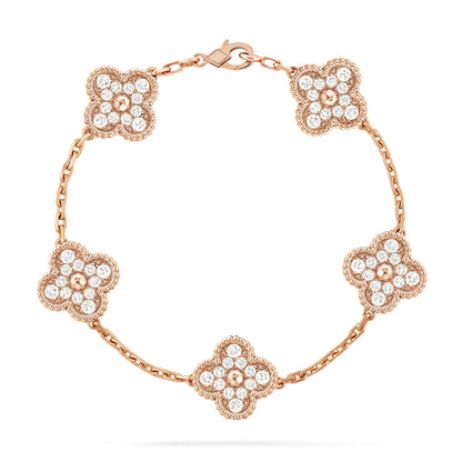 VCA CLOVER 5 MOTIF FULL DIAMOND BRACELET COLLECTION